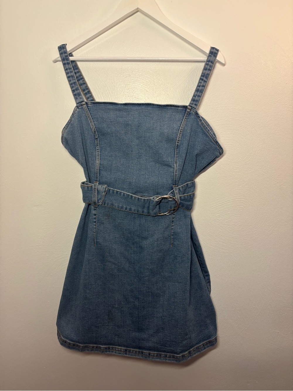 Divided Light Blue Denim Mini Dress with Waist Belt Size XL